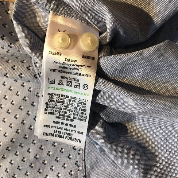 Ted Baker size M (32/33) button up dress shirt - Picture 4 of 6